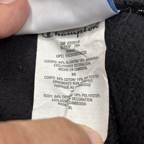 Champion Reverse Weave AOP Mens XL Black White Script Logo Joggers Sweatpants - Picture 10 of 12